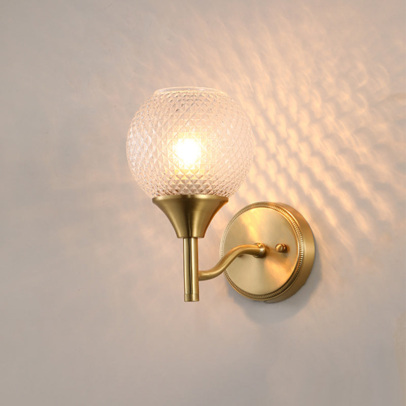 Spherical prism glass wall lamp minimalist single light brass wall lamp