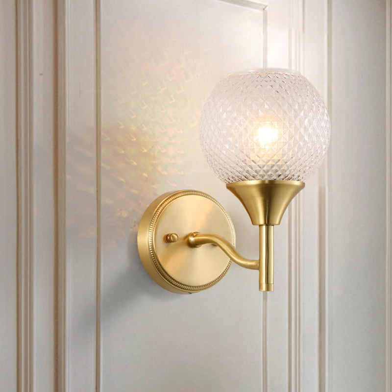 Spherical prism glass wall lamp minimalist single light brass wall lamp