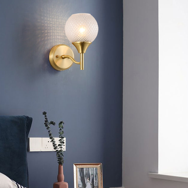 Spherical prism glass wall lamp minimalist single light brass wall lamp