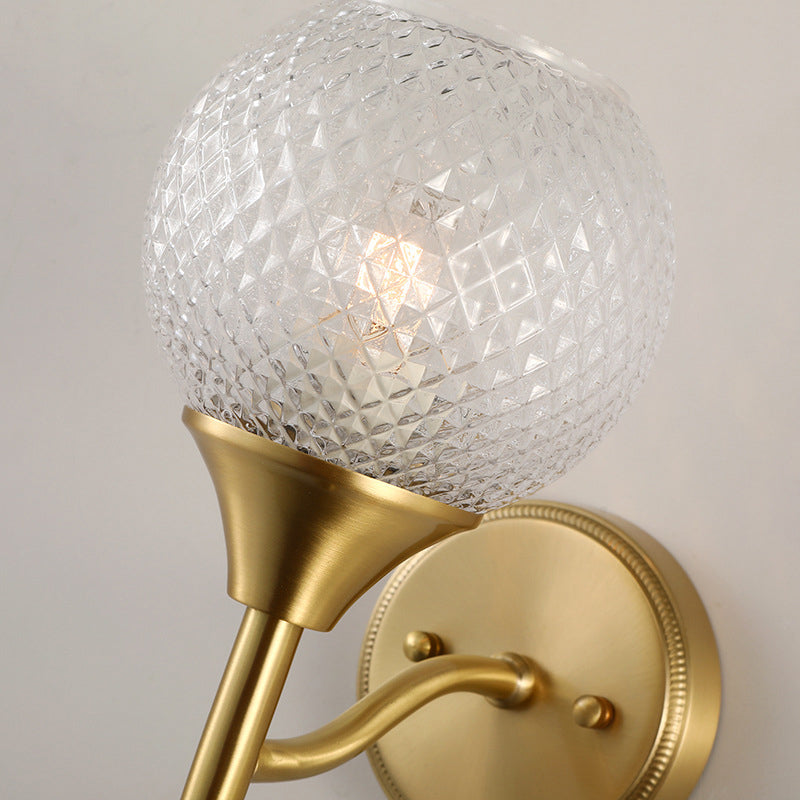 Spherical prism glass wall lamp minimalist single light brass wall lamp