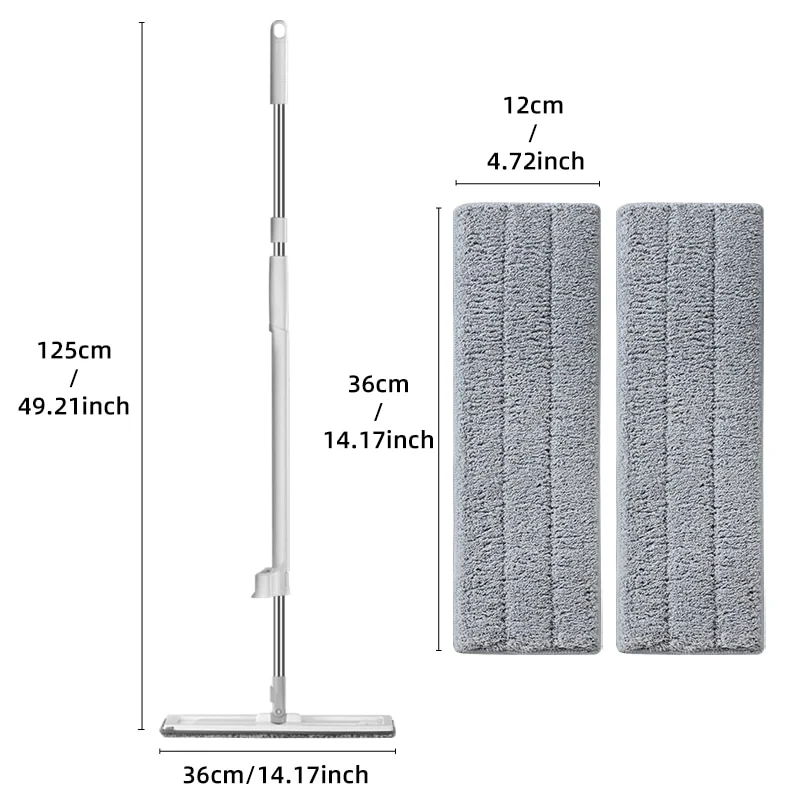 Hands-Free Flat Mop with Slim Design and Self-Wringing System