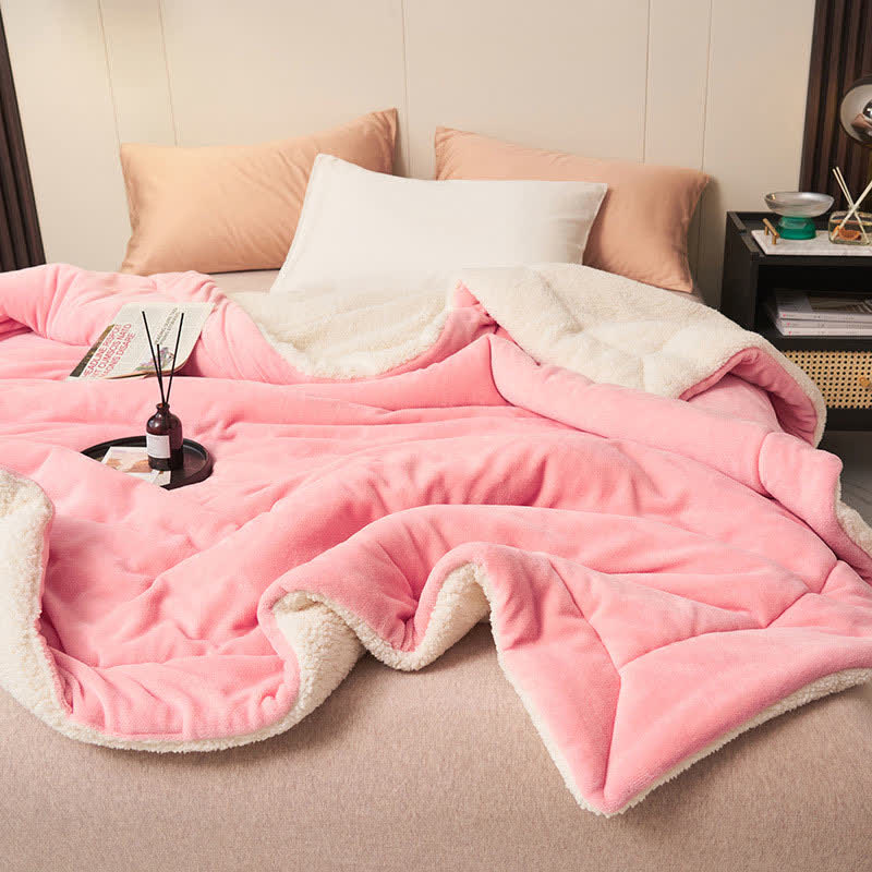 Solid thick double-sided velvet cube blanket