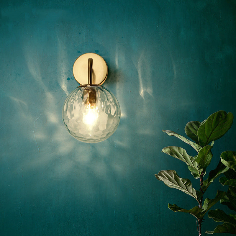 Wall Light Modern Glass Globe Sconce Gold Finish