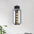 Mason Jar Shaped Wall Lamp Retro Style Enclosed Glass 1 Bulb Wall Light with Arm in Black