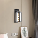 Mason Jar Shaped Wall Lamp Retro Style Enclosed Glass 1 Bulb Wall Light with Arm in Black
