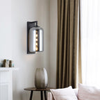 Mason Jar Shaped Wall Lamp Retro Style Enclosed Glass 1 Bulb Wall Light with Arm in Black
