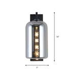 Mason Jar Shaped Wall Lamp Retro Style Enclosed Glass 1 Bulb Wall Light with Arm in Black