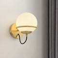 Single Wall Mounted Spherical Wall Light Contemporary Matte White Glass Brass Wall Light Fixture
