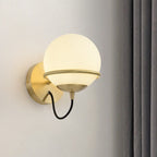 Single Wall Mounted Spherical Wall Light Contemporary Matte White Glass Brass Wall Light Fixture