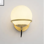 Single Wall Mounted Spherical Wall Light Contemporary Matte White Glass Brass Wall Light Fixture