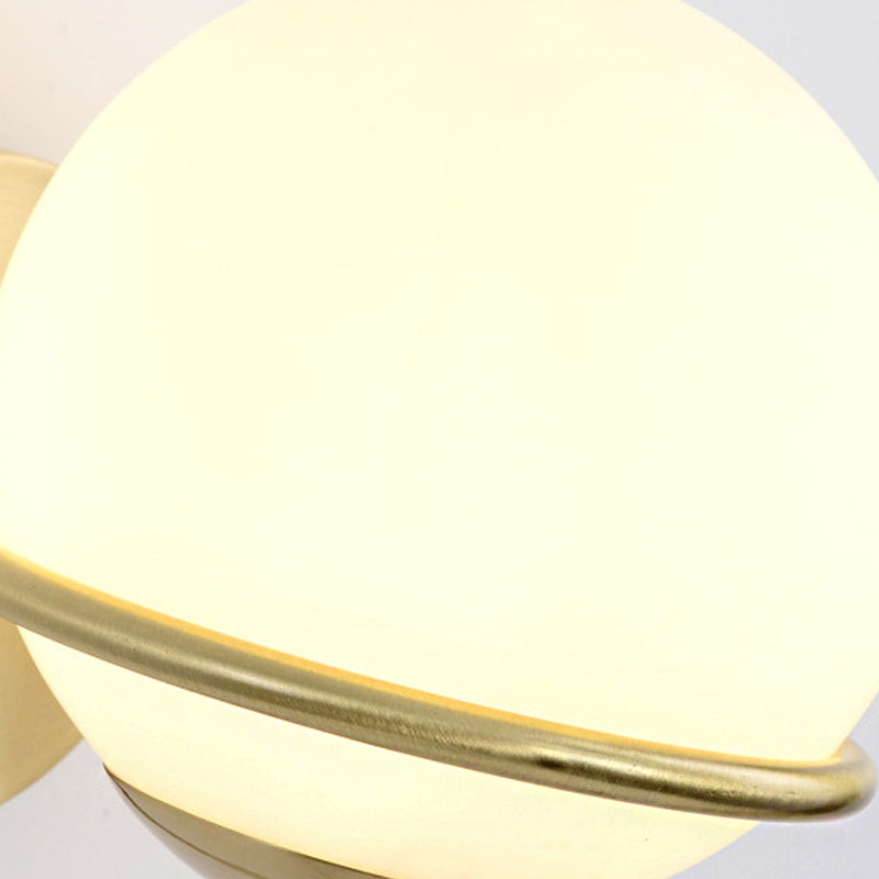 Single Wall Mounted Spherical Wall Light Contemporary Matte White Glass Brass Wall Light Fixture