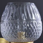 Grid Brandy Glass Wall Lamp Contemporary Single Brass Wall Mounted Light with Curved Arm