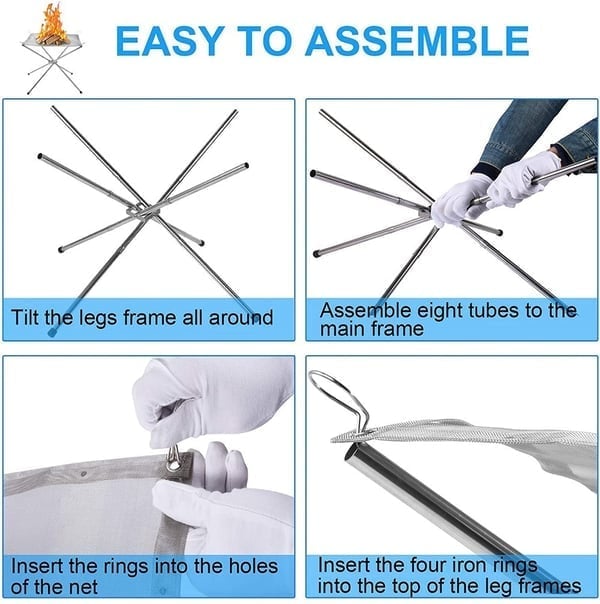 Portable Fire Pit | Foldable Stainless Steel Design | Lightweight Outdoor Camping Stove