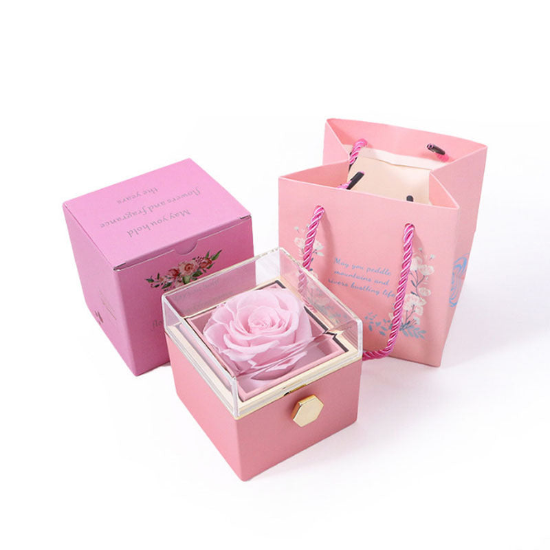 [Ideal Gift] Eternal Rose Box - With engraved necklace & artificial rose