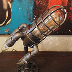 Steampunk Rocket Table Lamp with Flame Light