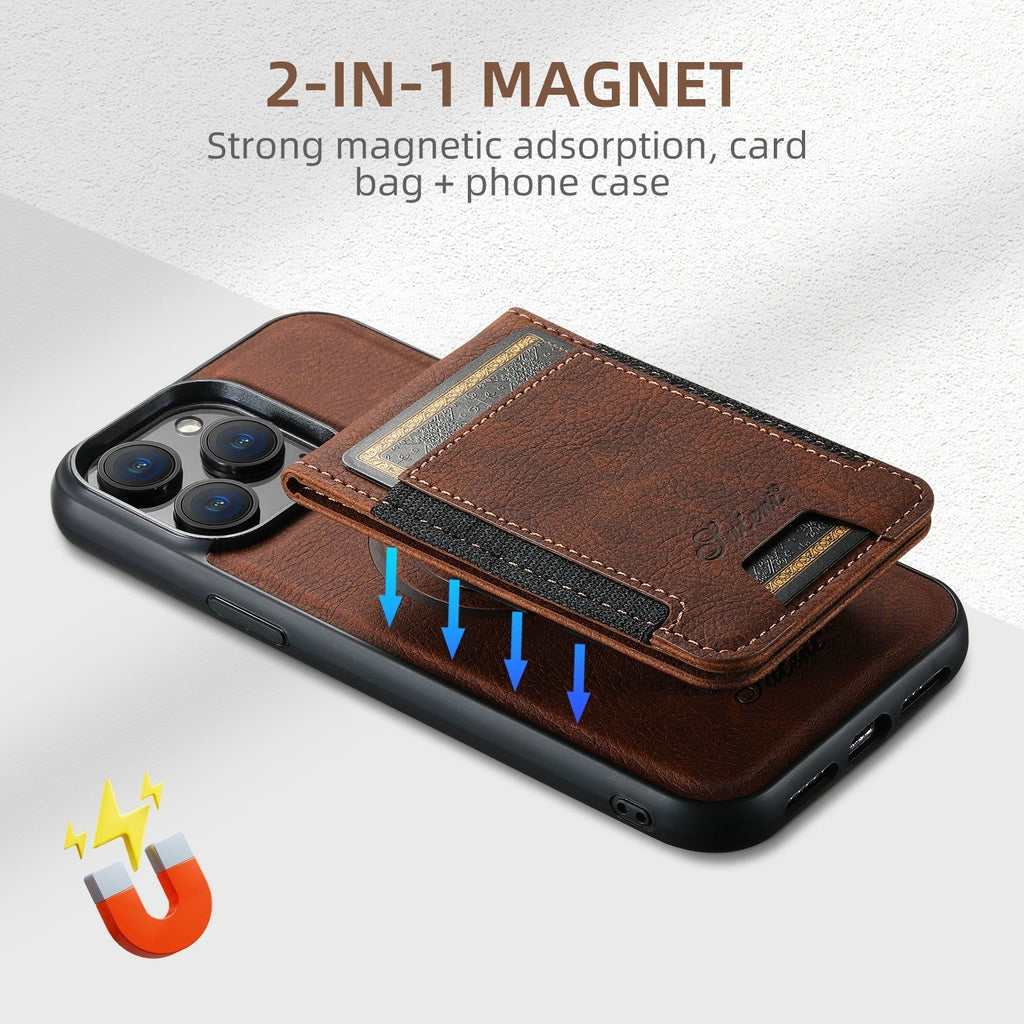 Leather phone case with card holder and MagSafe compatibility