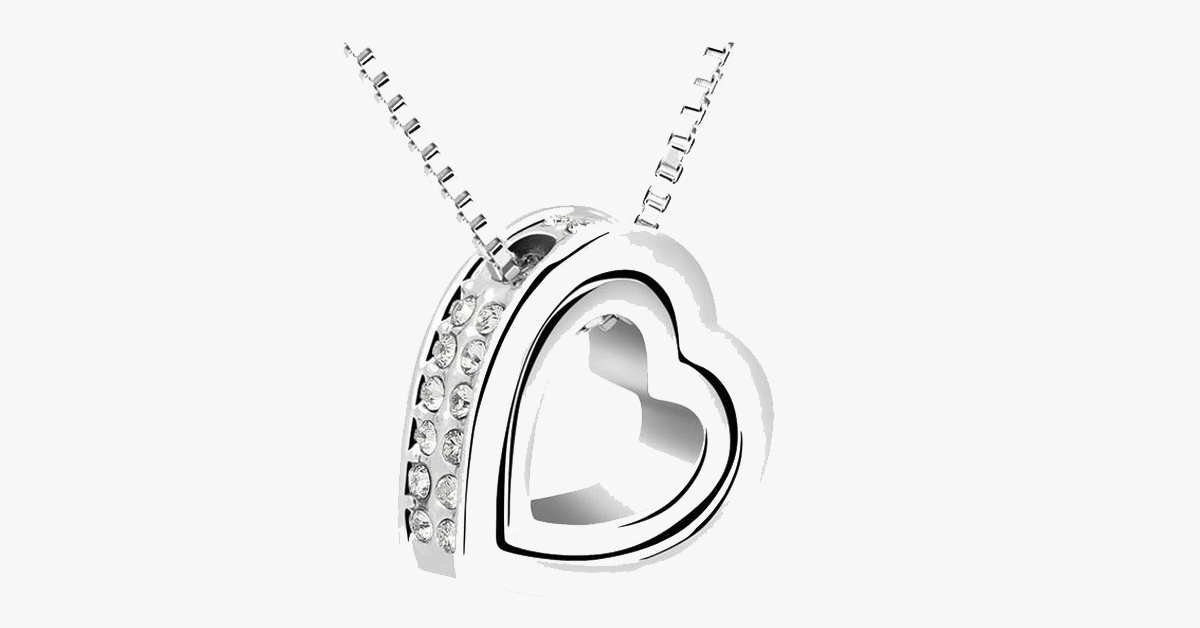 Double Heart Pendant - White Gold