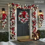 Cordless Prelit Holiday Trim | LED Lights, Auto-Timer & Premium Red/White Decor