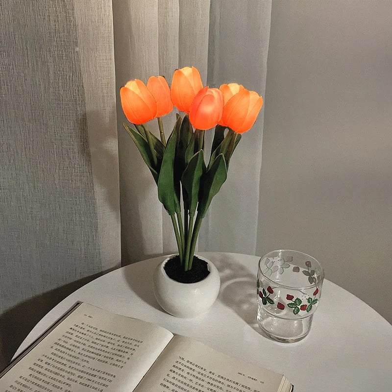 LED Tulip Nightstand Lamp Flower Table Lamp