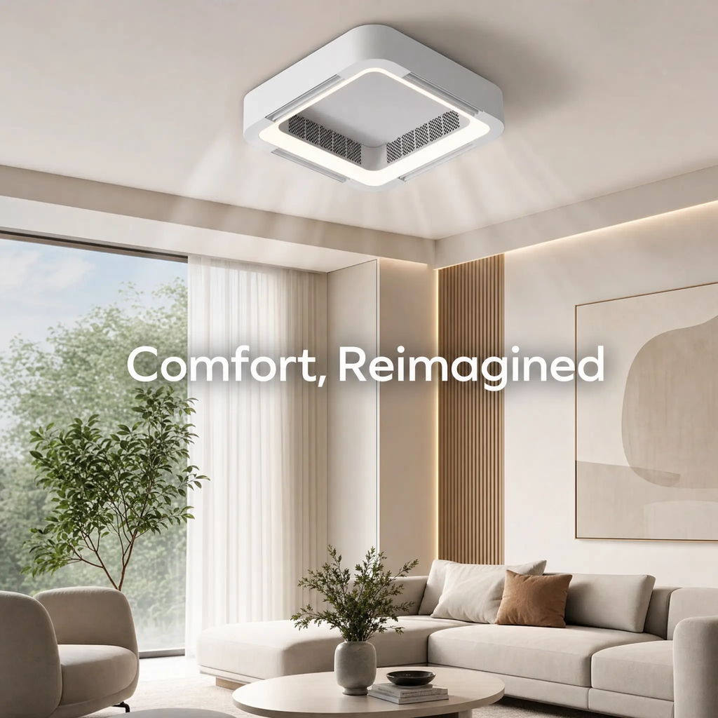 Modern Blade-less Ceiling Fan with LED Lighting and Chandelier