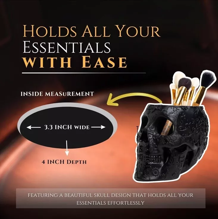 Black Skull Makeup Brush Holder