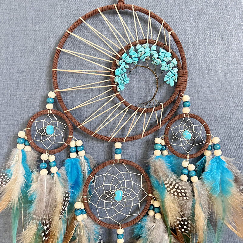Turquoise Tree of Life Feather Dreamcatcher