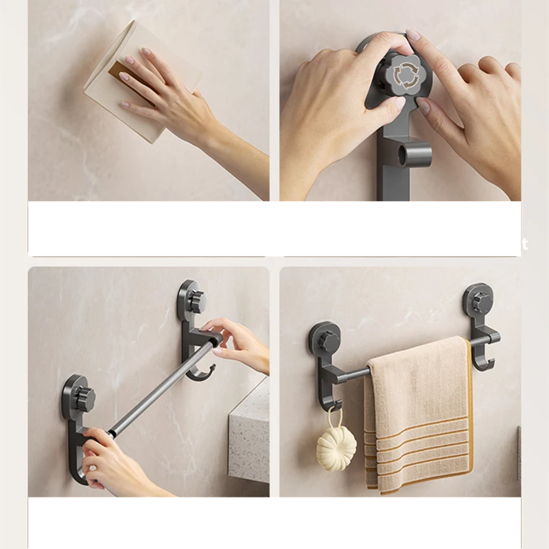 MagnaGrip Power Suction Cup Towel Holder – Black self-adhesive towel holder without drilling