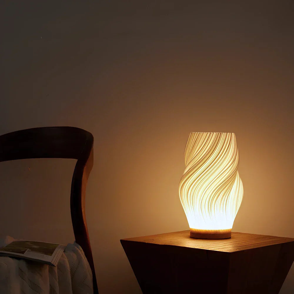 Elegant Desk Lamp with Dimming and Natural Wooden Base