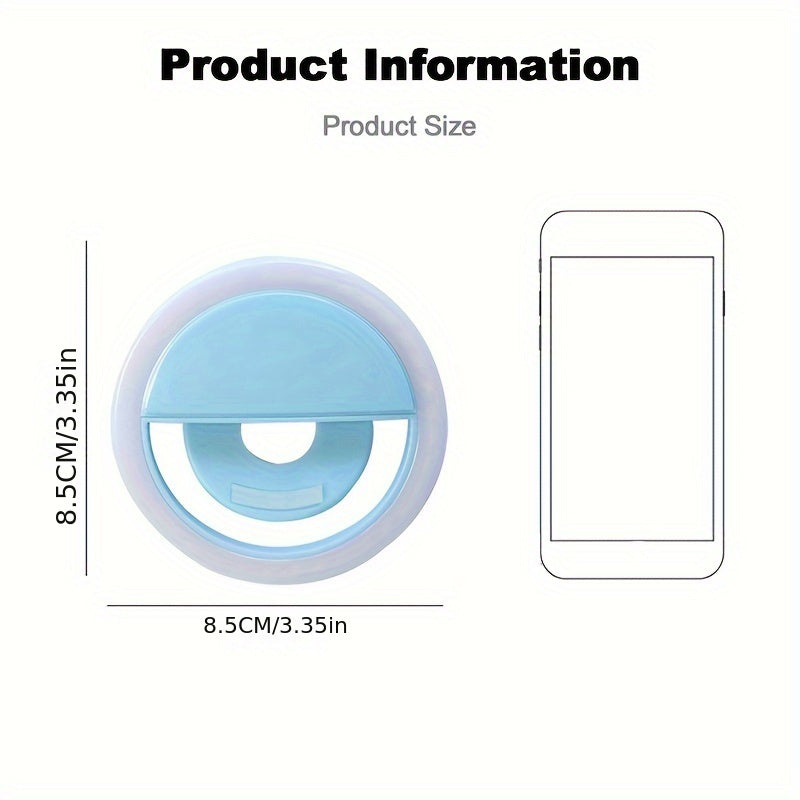 LED Selfie Ring Light with Rechargeable Battery - Perfect Circle Lighting for Makeup and Photography, Compatible with Phones and Computers