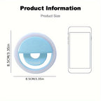 LED Selfie Ring Light with Rechargeable Battery - Perfect Circle Lighting for Makeup and Photography, Compatible with Phones and Computers