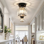 Modern Crystal Ceiling Light with Gold and Black Accents – Stylish Lighting for Your Home