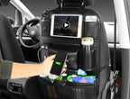 Multifunctional Car Seat Back Large Capacity Storage Bag with 4 USB Charging Ports, Retractable Tray, Tablet Holder, Tissue Storage, Cup Holder, Large Storage Bag and More