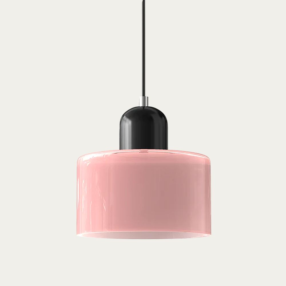 Glass light in subtle colors of the kitchen