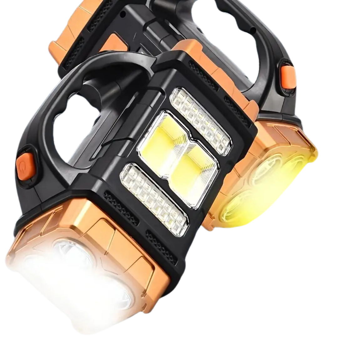 PowerBeam 4-in-1 Emergency Flashlight – Powerbank & Solar Energy for Survival in the Outdoors