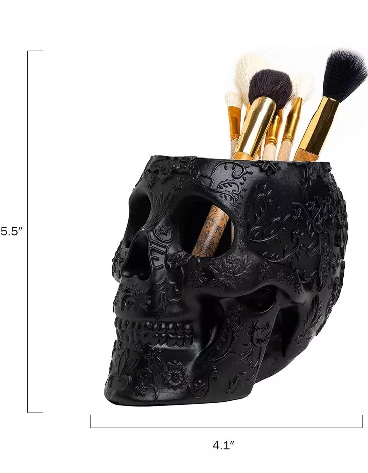 Black Skull Makeup Brush Holder