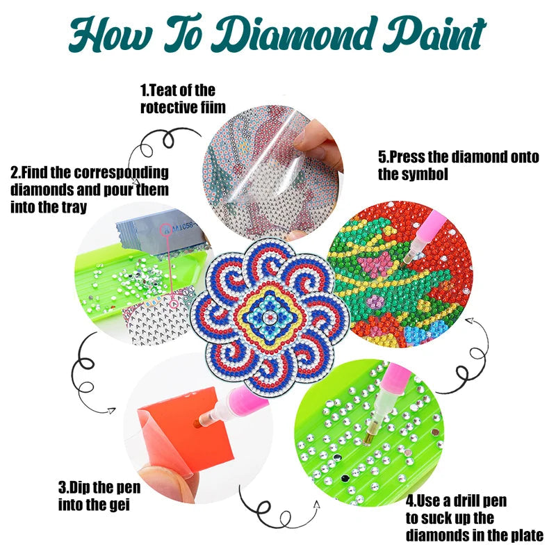 Diamond Crafts Coaster Diamond Painting Coaster (Mandala)