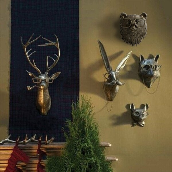 ArtBeest Animal Head Wall Decor – Hand-Painted Playful Figures Made of Resin