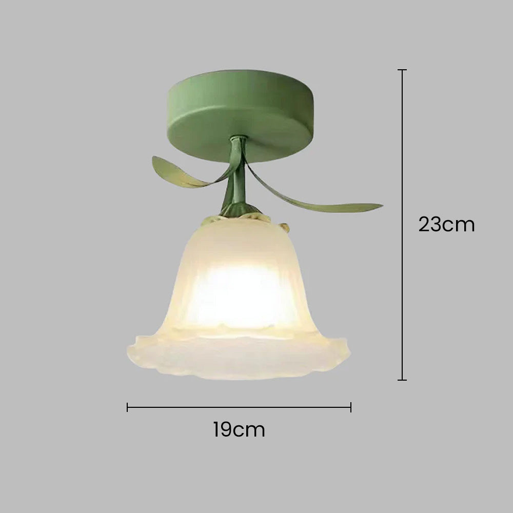 Ceiling Light with Floral Glass Shade Design