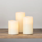 Set with 3 tall flameless wax LED candles
