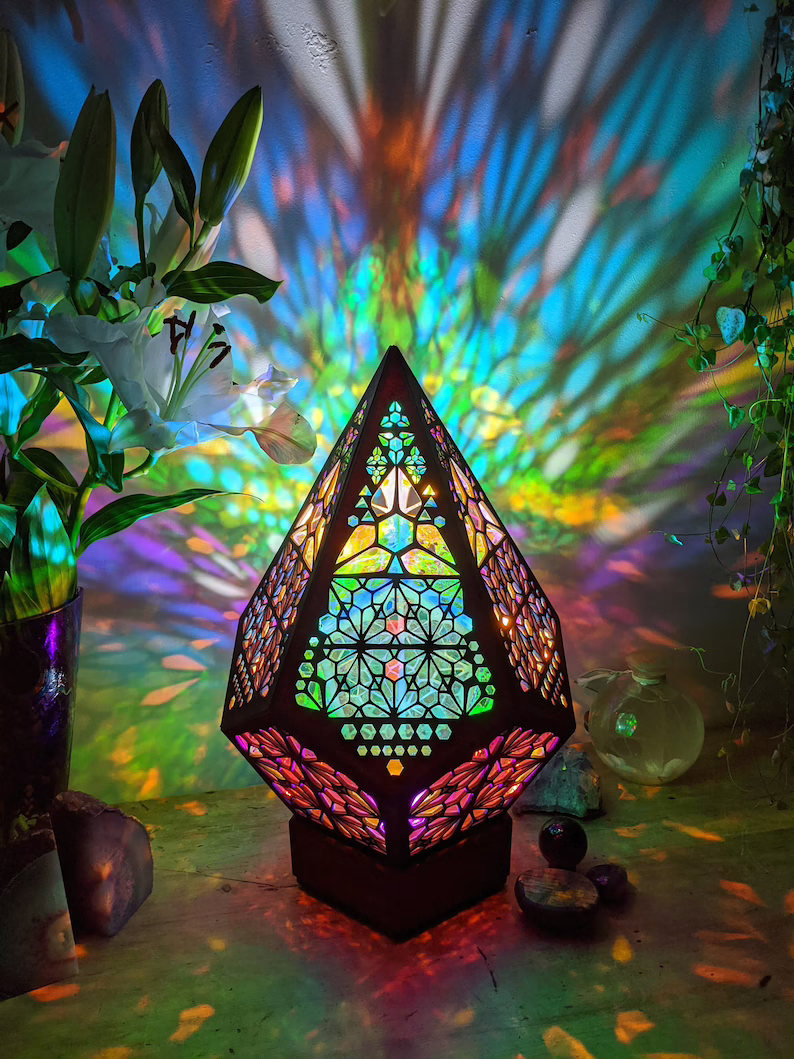 Glass-in-Block Style LED Table Lamp - LumiAura