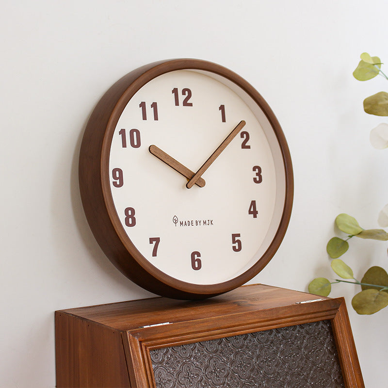 Natural Wooden Round Silent Wall Clock Deco Clock