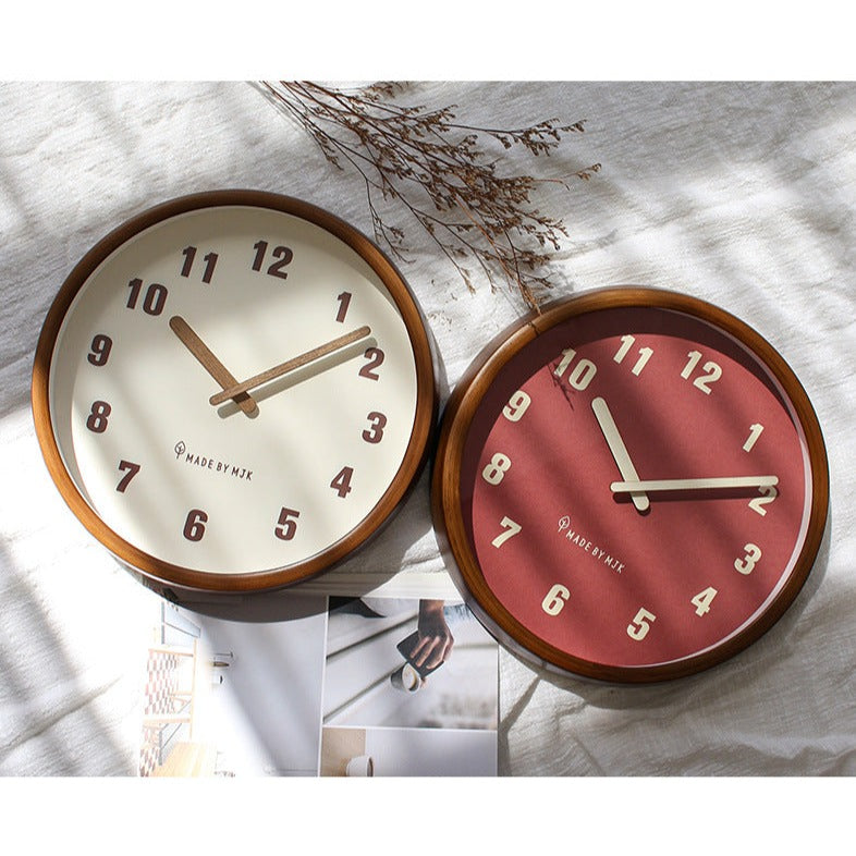 Natural Wooden Round Silent Wall Clock Deco Clock