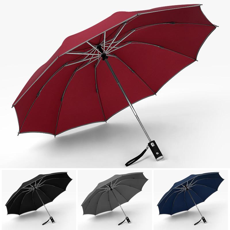 Automatic foldable umbrella with reflective edge