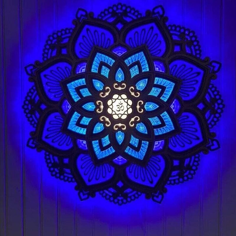 Handcrafted Mandala Wall Light made of Wood