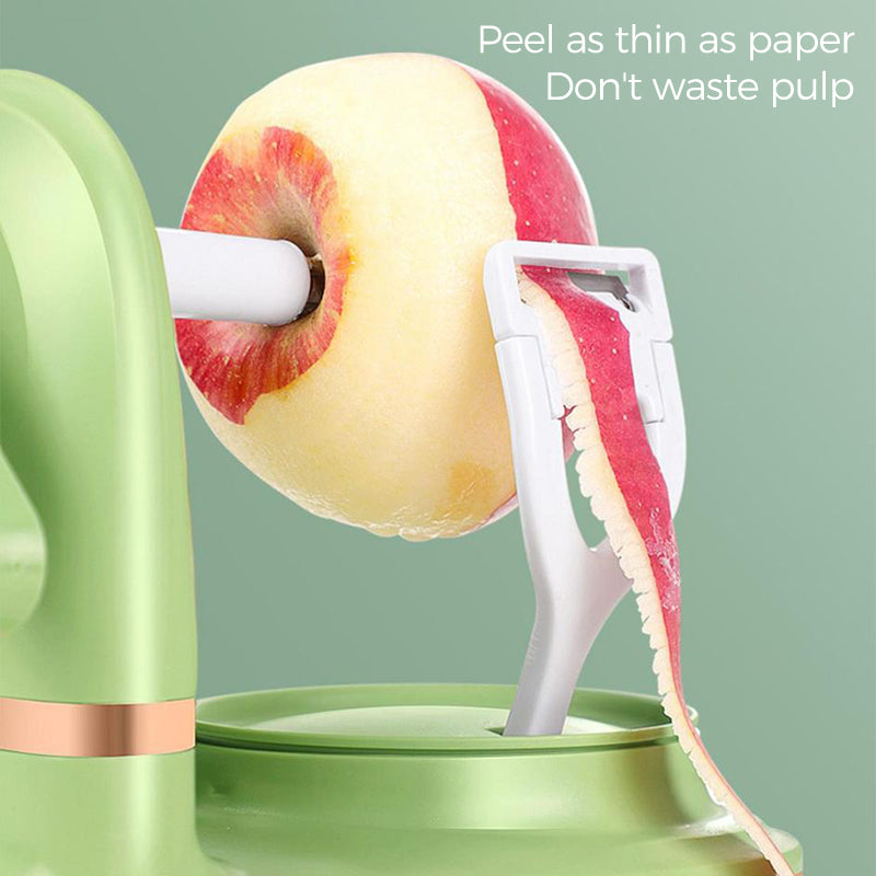 Hand-operated apple peeler