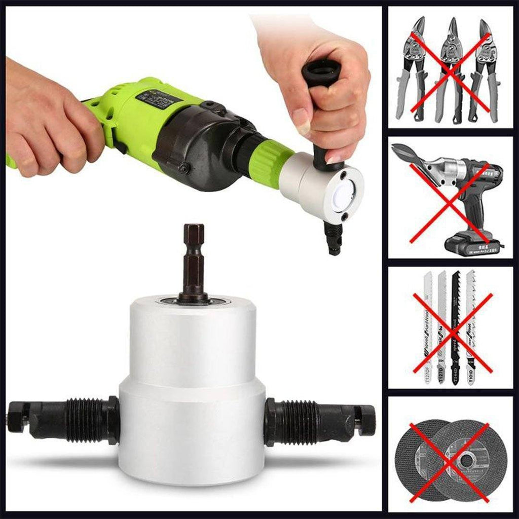 Nibbler Cutter Drill Attachment Double Head Metal Sheet