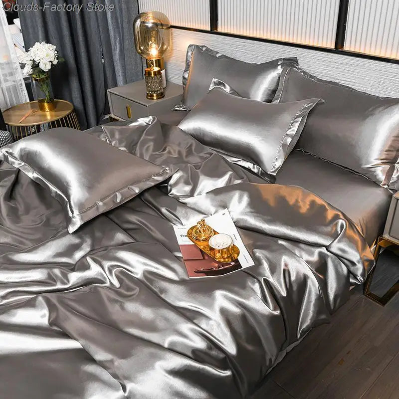 Luxury Solid Satin Duvet Cover - SilkSerenity