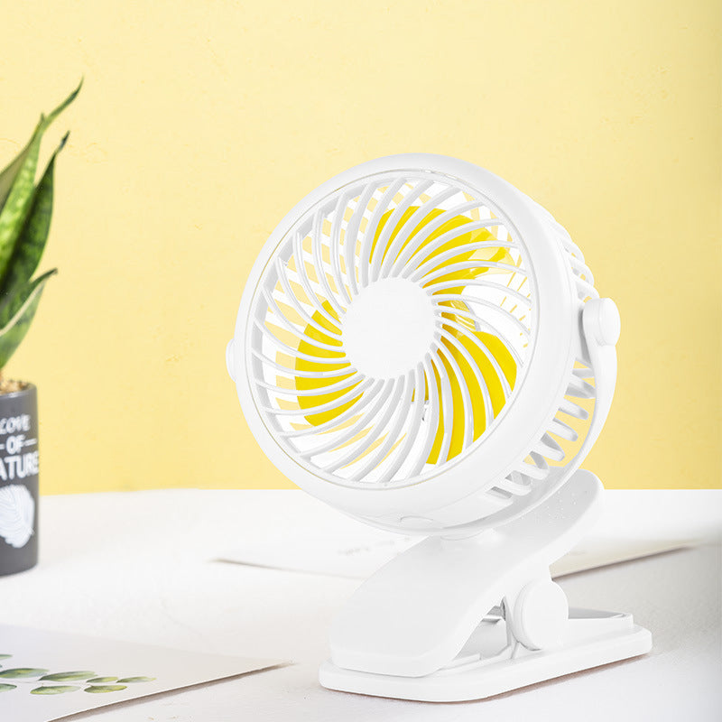 Portable Clamp Fan with 360° Rotation – USB & Rechargeable Battery