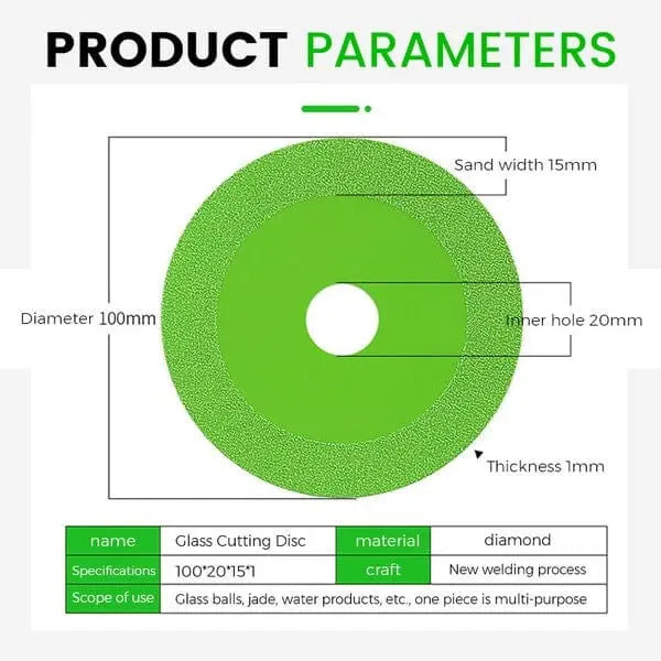 Precision diamond glass cutting disc