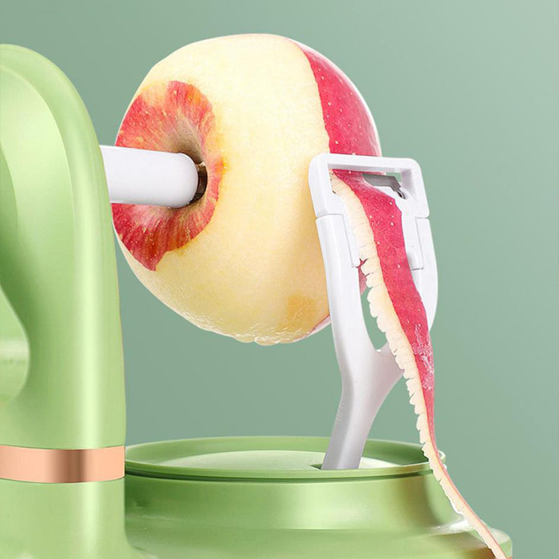 Hand-operated apple peeler